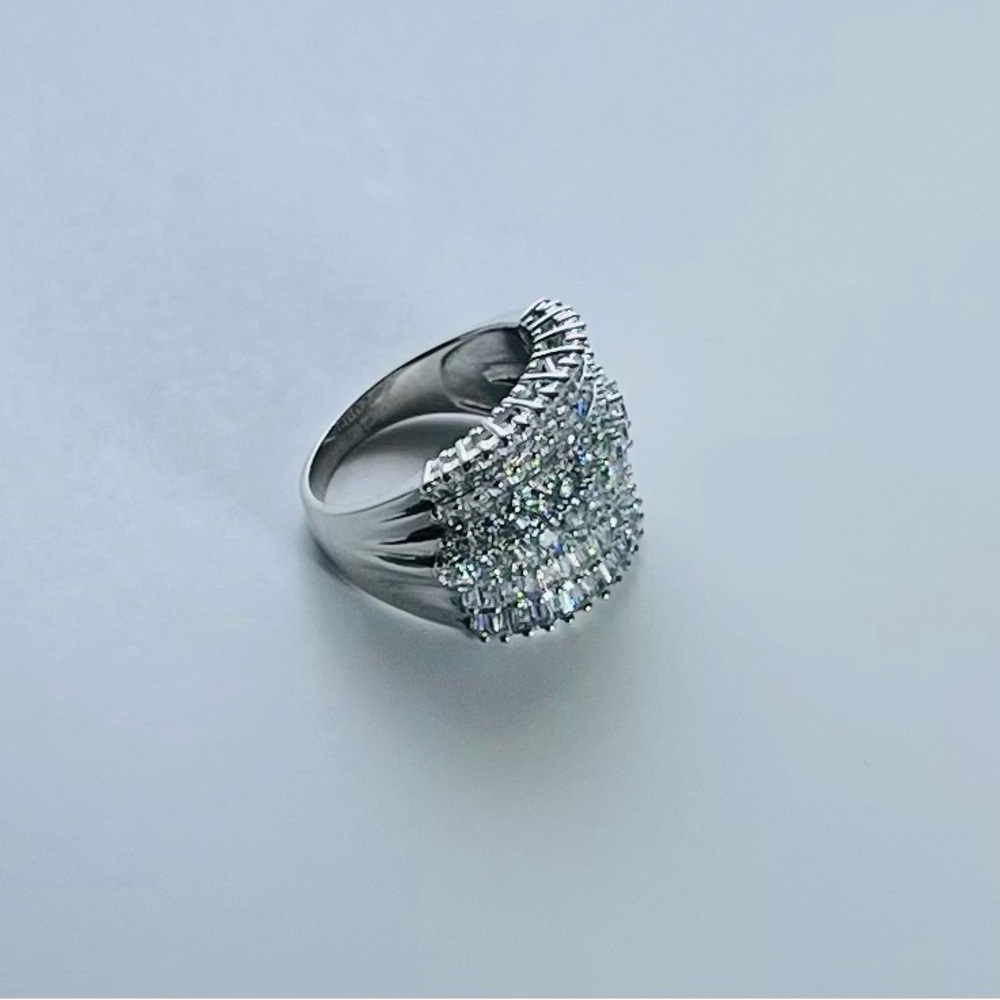 Giani Bernini Cubic Zirconia Multi Row Princess, Baguette & Pave Ring Size 9 - Picture 4 of 5